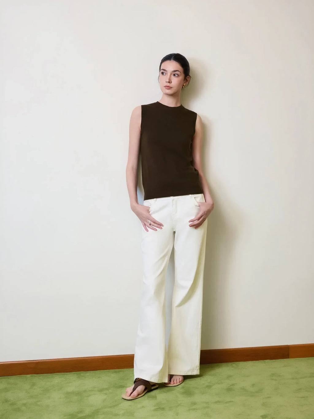 Cashmere Silk Blend Vest Sleeveless Sweater - Short Sleeve
