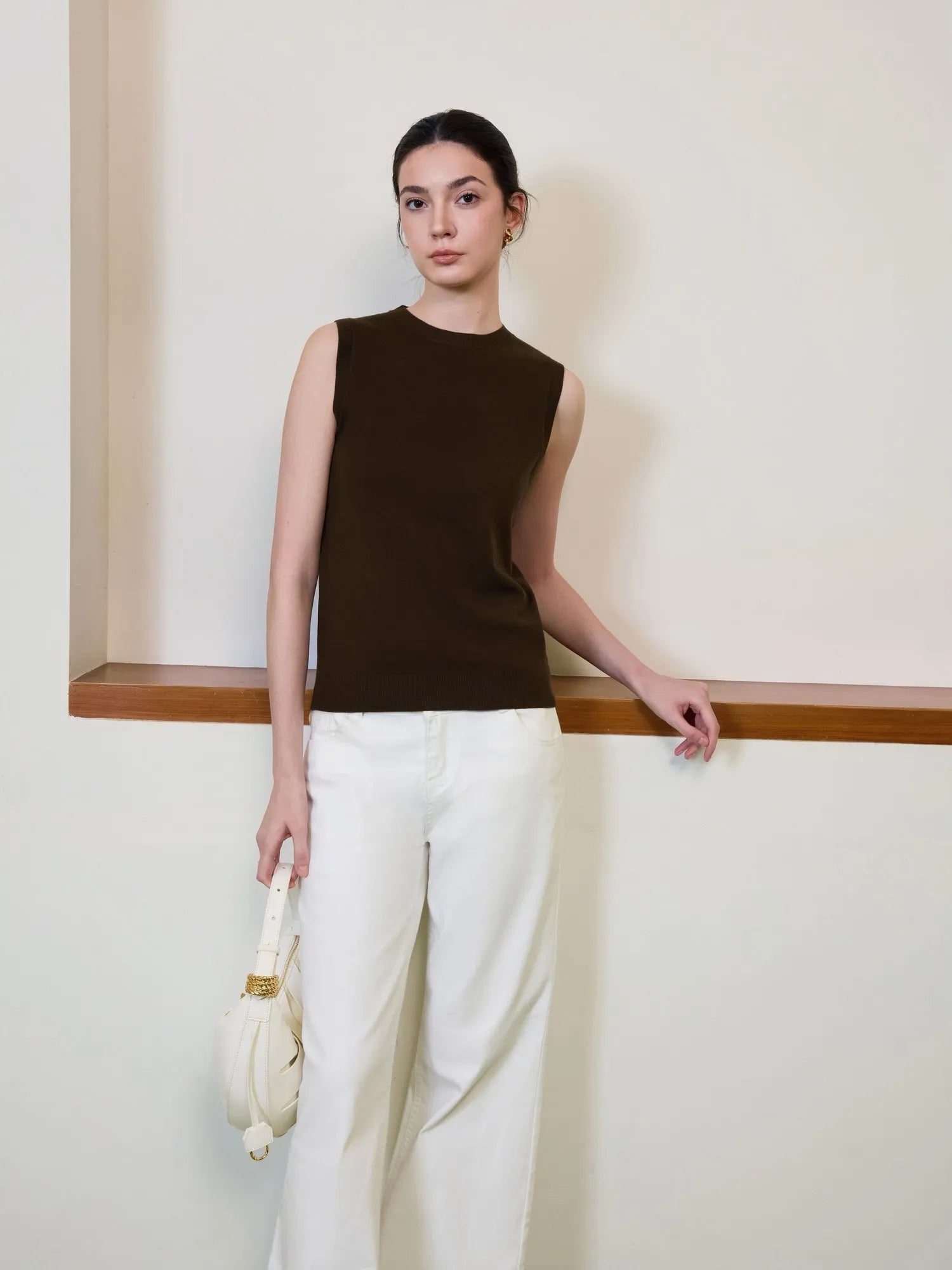 Cashmere Silk Blend Vest Sleeveless Sweater - Short Sleeve