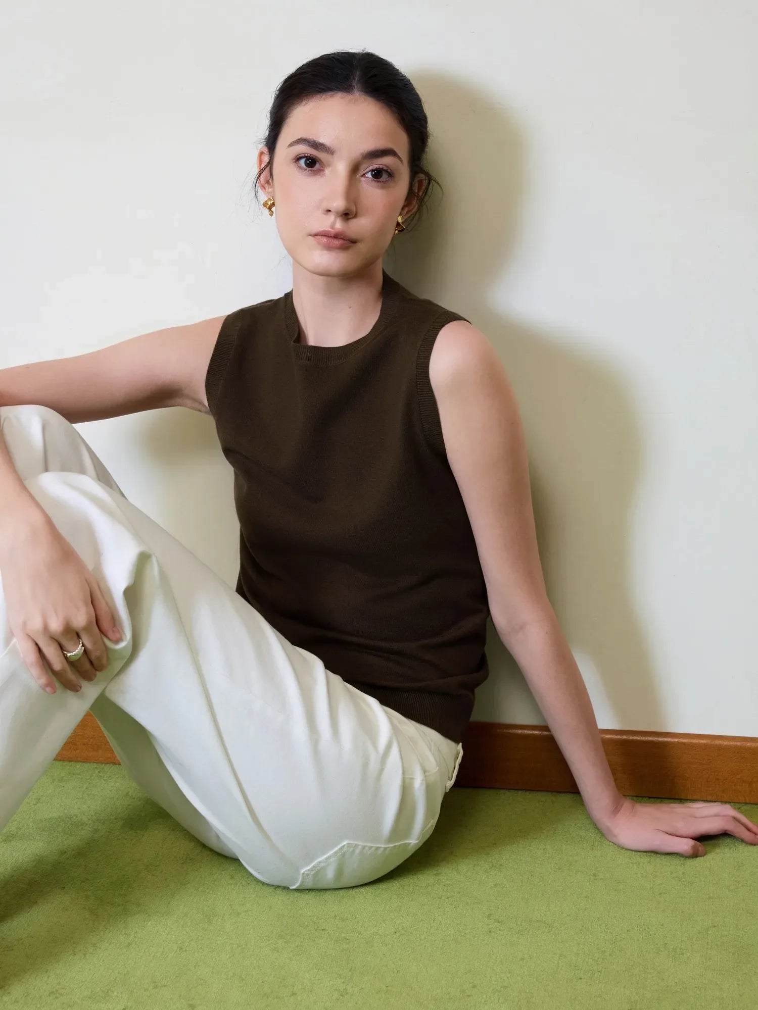 Cashmere Silk Blend Vest Sleeveless Sweater - Short Sleeve