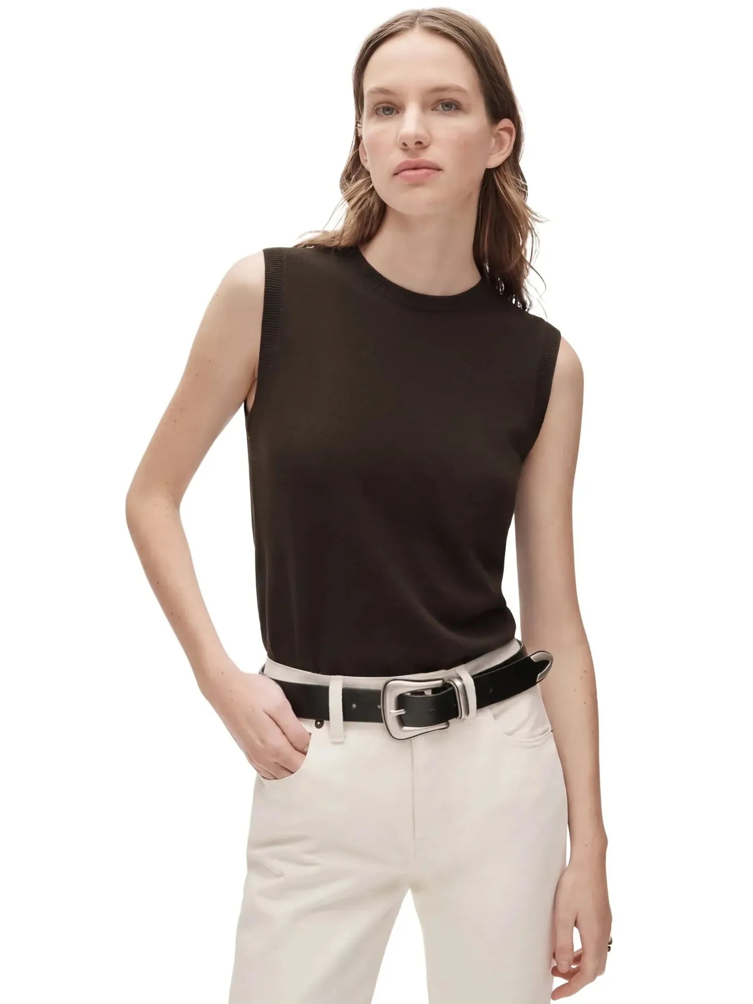 Cashmere Silk Blend Vest Sleeveless Sweater - Short Sleeve