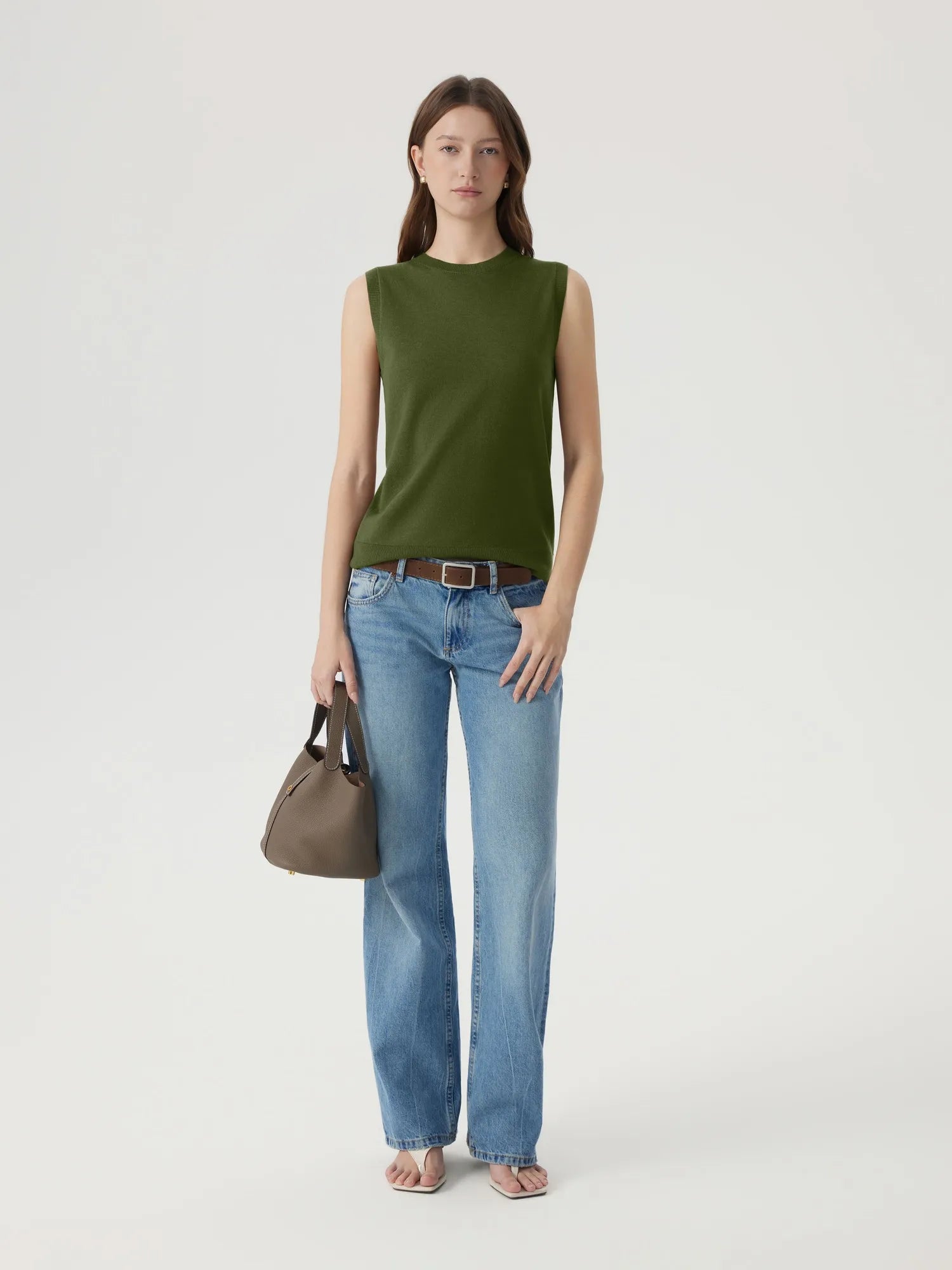 Cashmere Silk Blend Vest Sleeveless Sweater - Short Sleeve