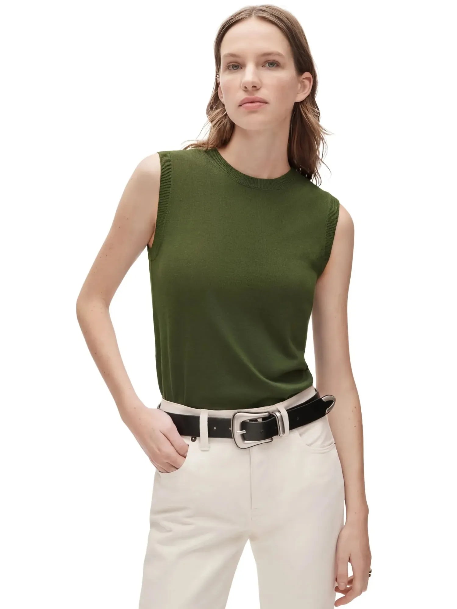 Cashmere Silk Blend Vest Sleeveless Sweater - Short Sleeve