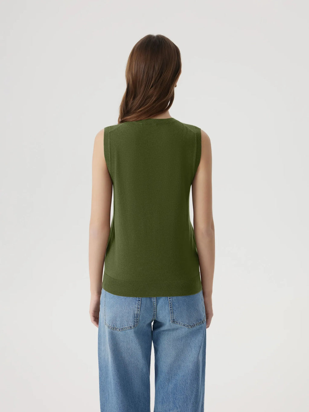 Cashmere Silk Blend Vest Sleeveless Sweater - Short Sleeve
