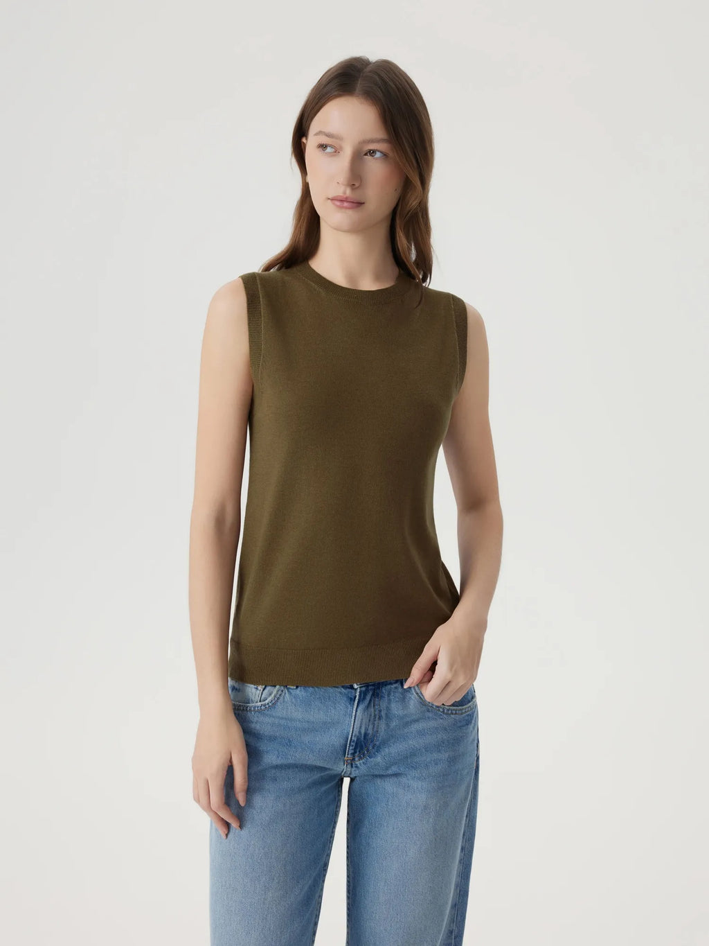 Cashmere Silk Blend Vest Sleeveless Sweater - Short Sleeve