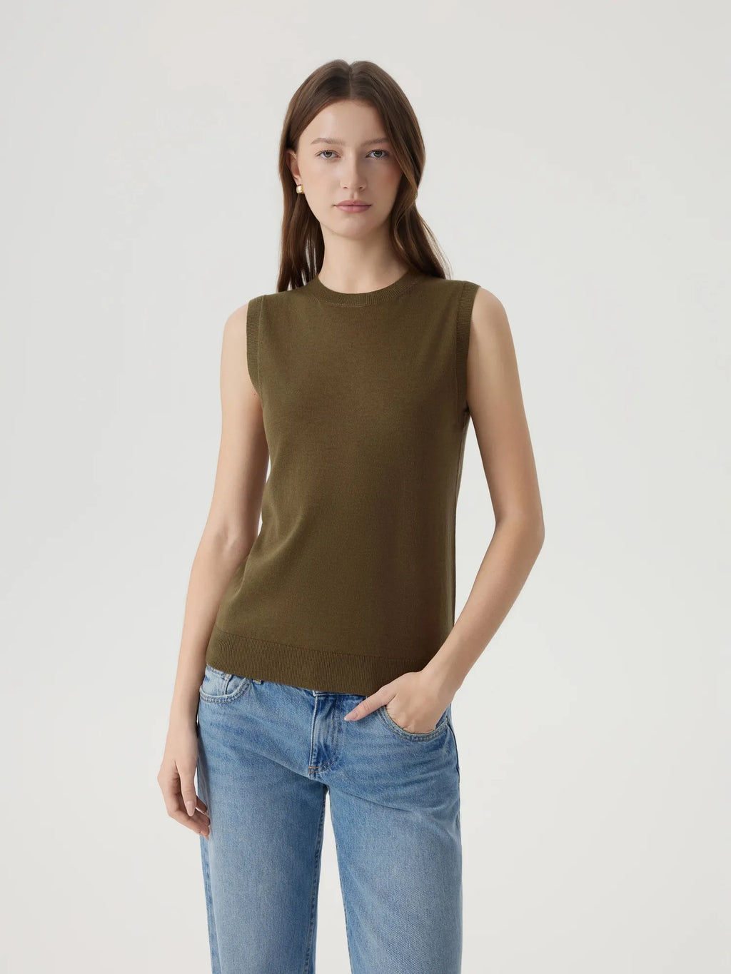 Cashmere Silk Blend Vest Sleeveless Sweater - Short Sleeve
