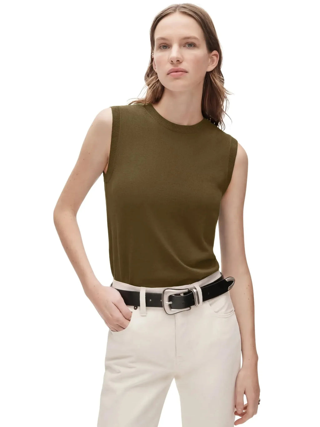 Cashmere Silk Blend Vest Sleeveless Sweater - Short Sleeve