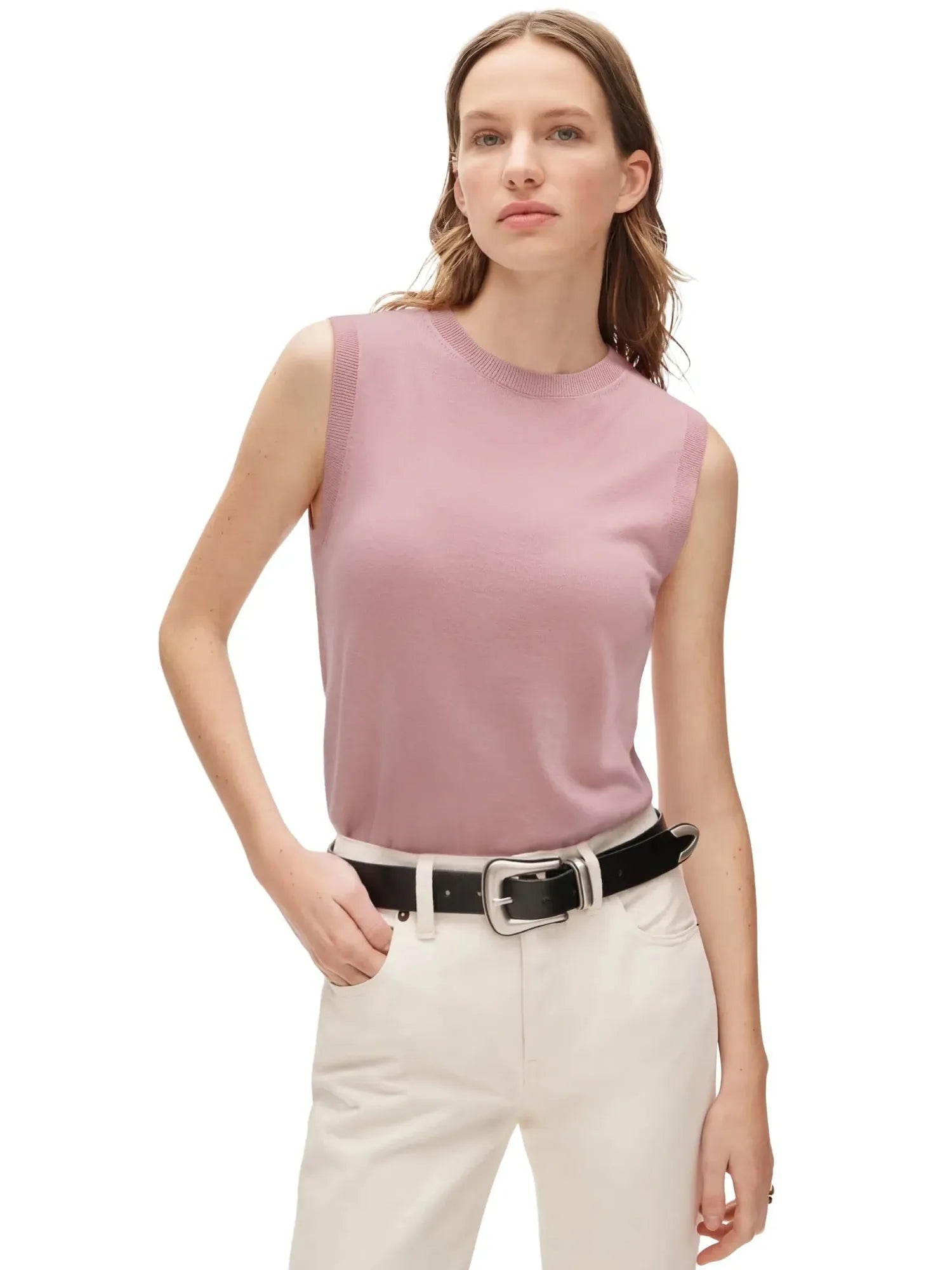 Cashmere Silk Blend Vest Sleeveless Sweater - Short Sleeve