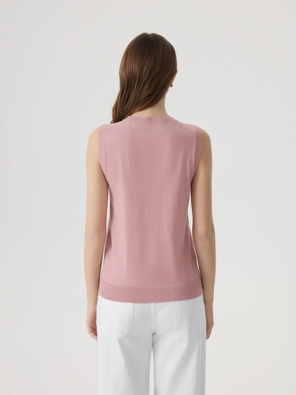 Cashmere Silk Blend Vest Sleeveless Sweater - Short Sleeve
