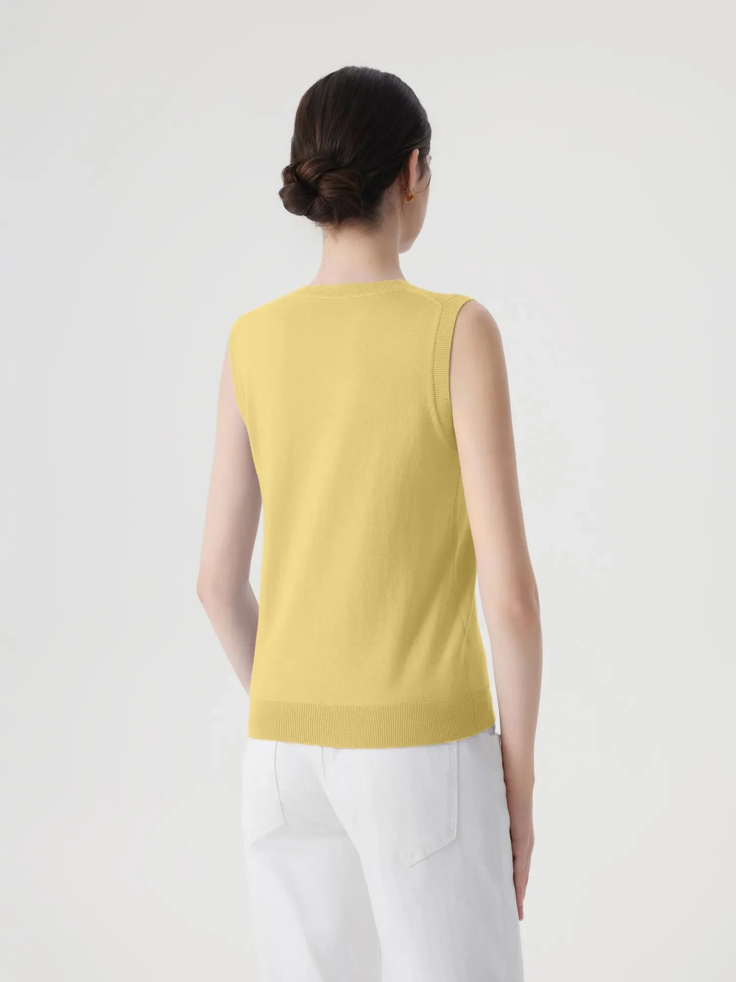 Cashmere Silk Blend Vest Sleeveless Sweater - Short Sleeve
