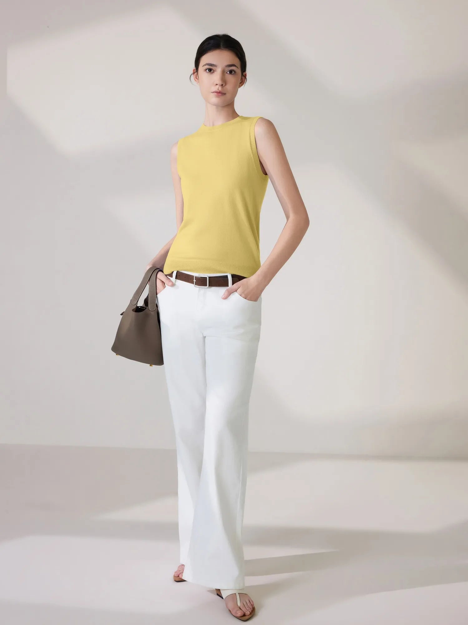 Cashmere Silk Blend Vest Sleeveless Sweater - Short Sleeve