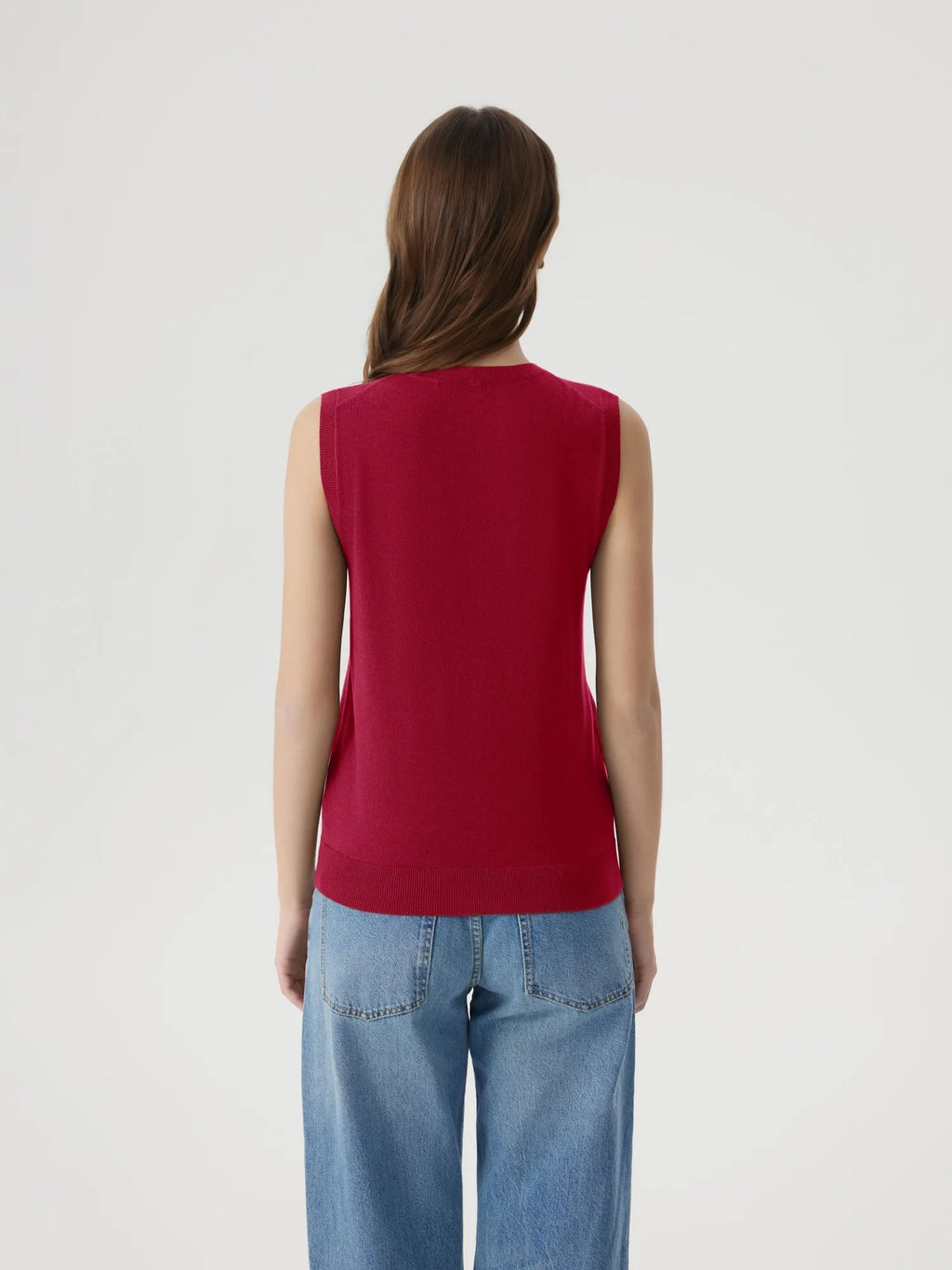 Cashmere Silk Blend Vest Sleeveless Sweater - Short Sleeve