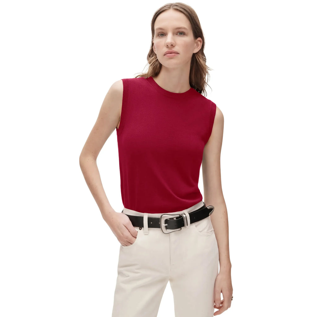 Cashmere Silk Blend Vest Sleeveless Sweater - Short Sleeve