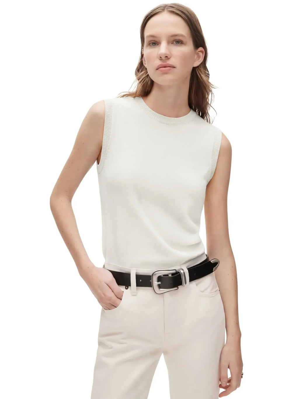 Cashmere Silk Blend Vest Sleeveless Sweater - Short Sleeve