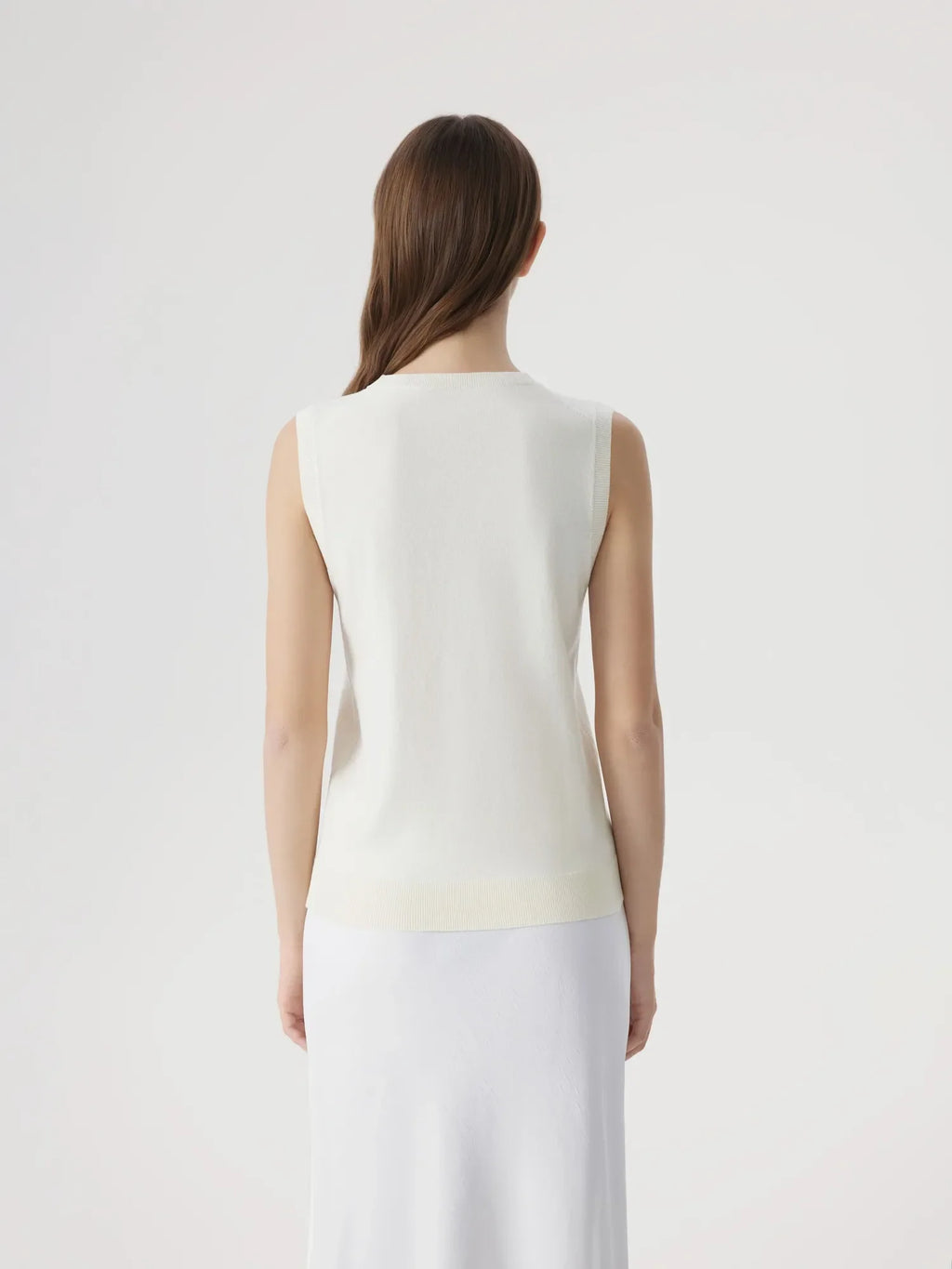 Cashmere Silk Blend Vest Sleeveless Sweater - Short Sleeve