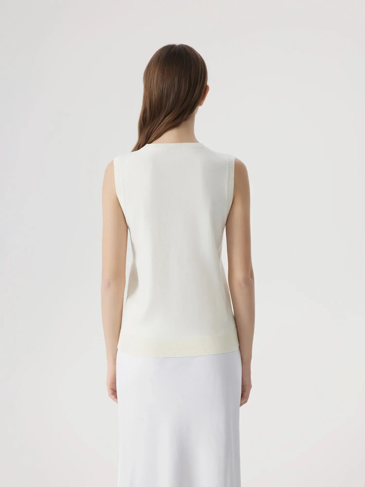 Cashmere Silk Blend Vest Sleeveless Sweater - Short Sleeve