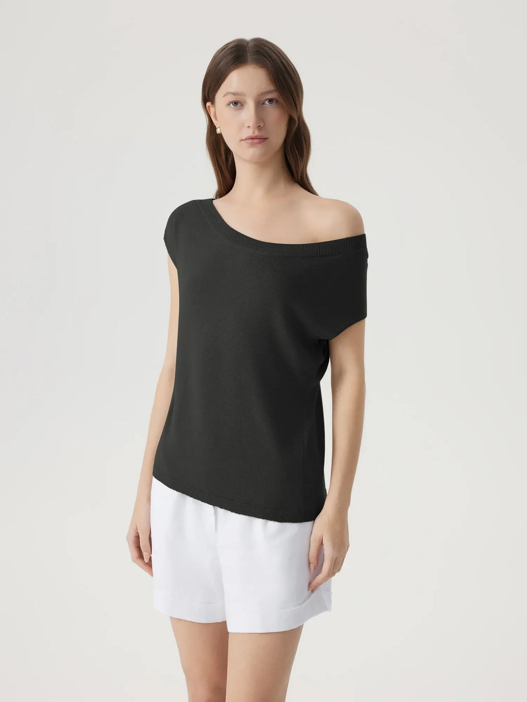 Cashmere Silk Blend Off Shoulder Tops