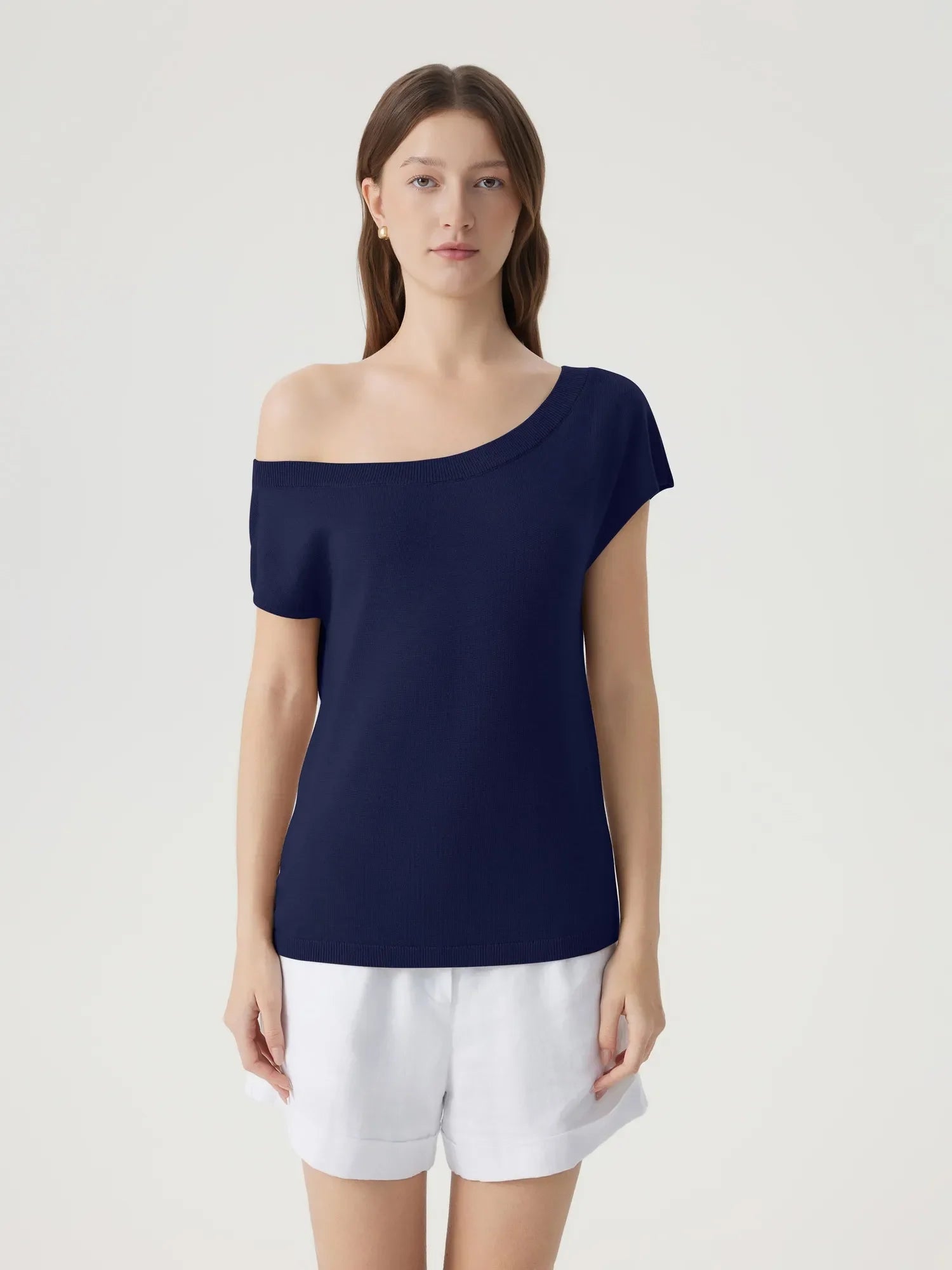 Cashmere Silk Blend Off Shoulder Tops