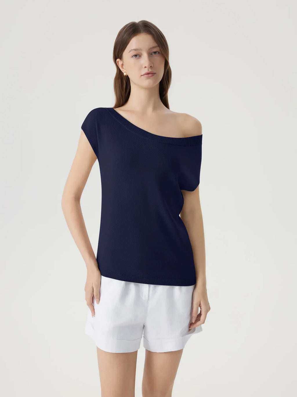 Cashmere Silk Blend Off Shoulder Tops