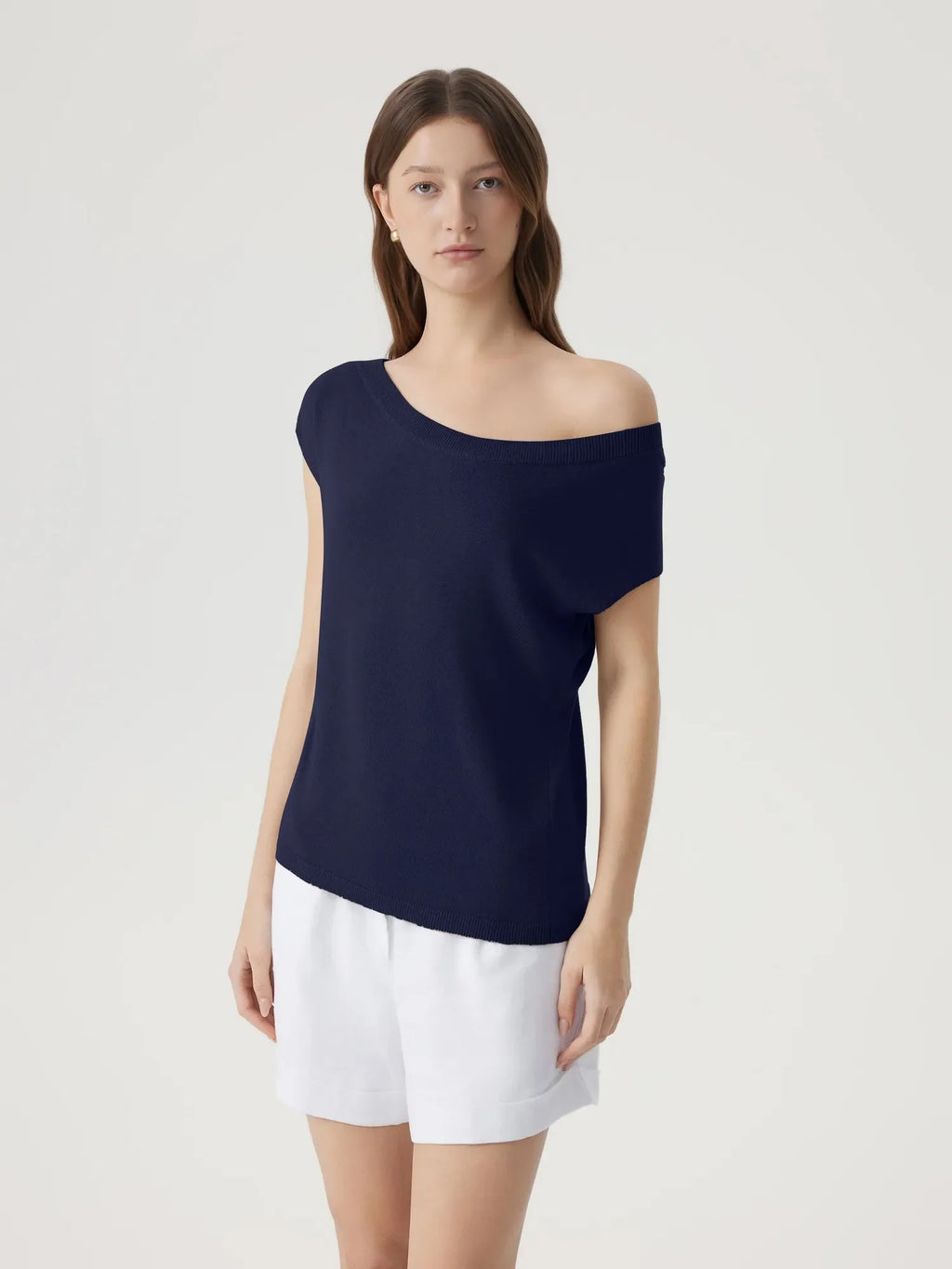 Cashmere Silk Blend Off Shoulder Tops