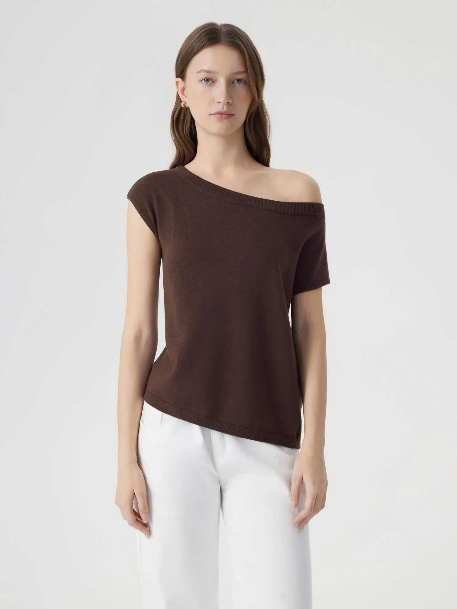 Cashmere Silk Blend Off Shoulder Tops