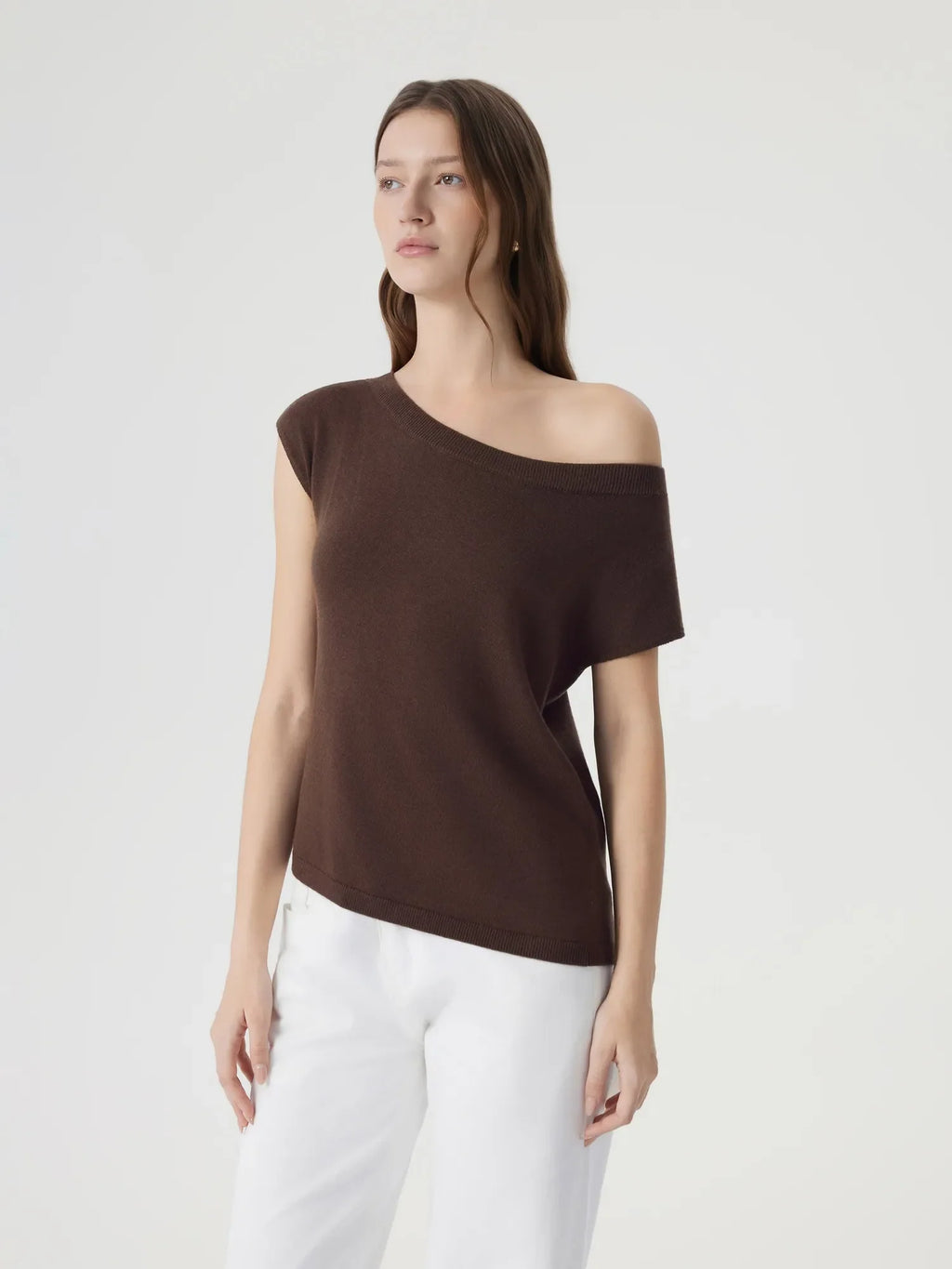 Cashmere Silk Blend Off Shoulder Tops