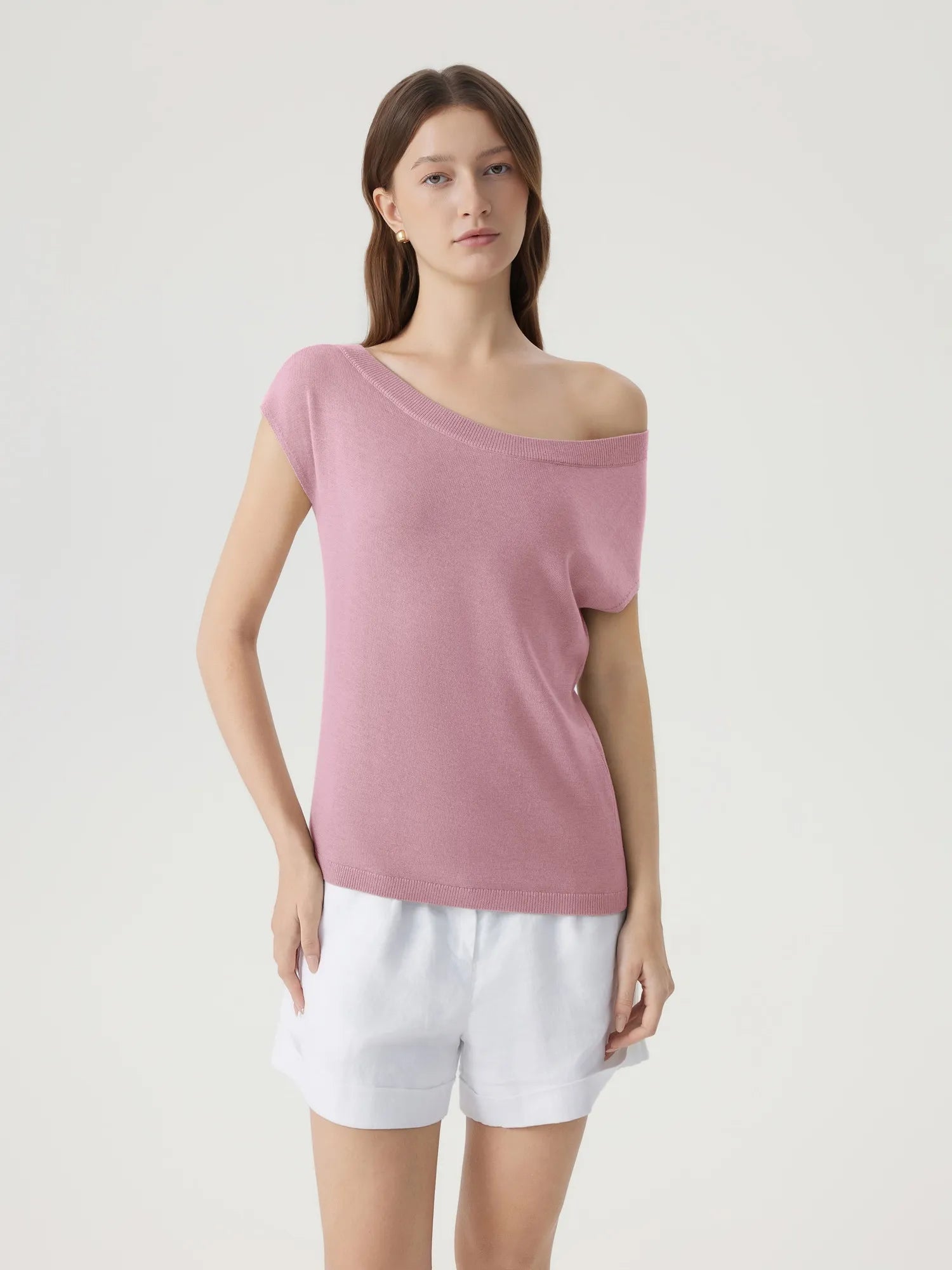 Cashmere Silk Blend Off Shoulder Tops