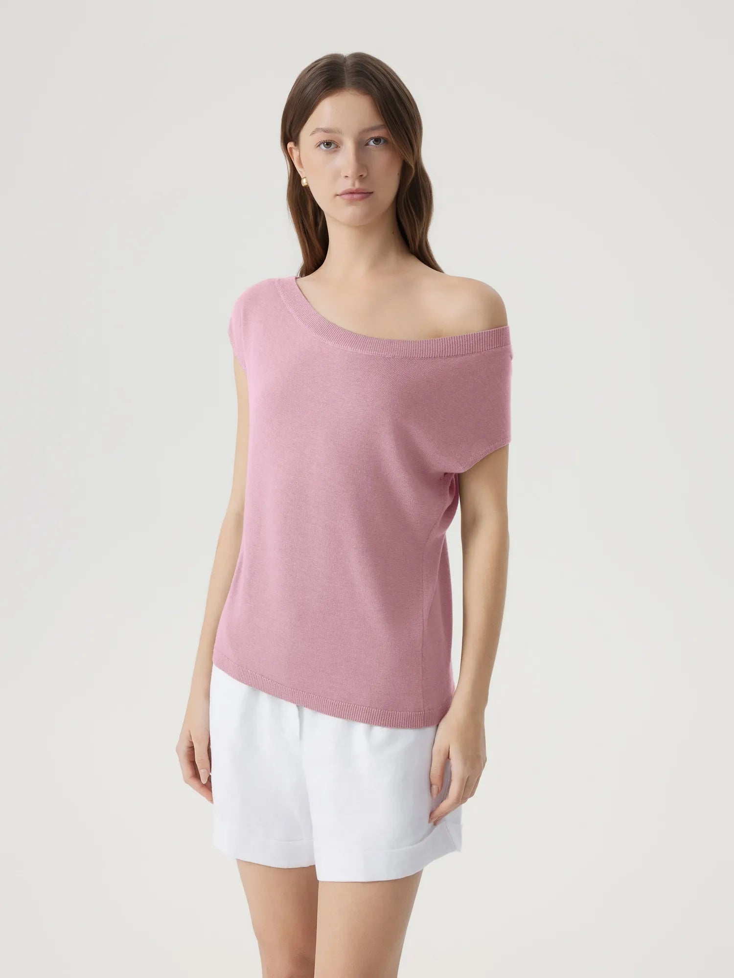 Cashmere Silk Blend Off Shoulder Tops