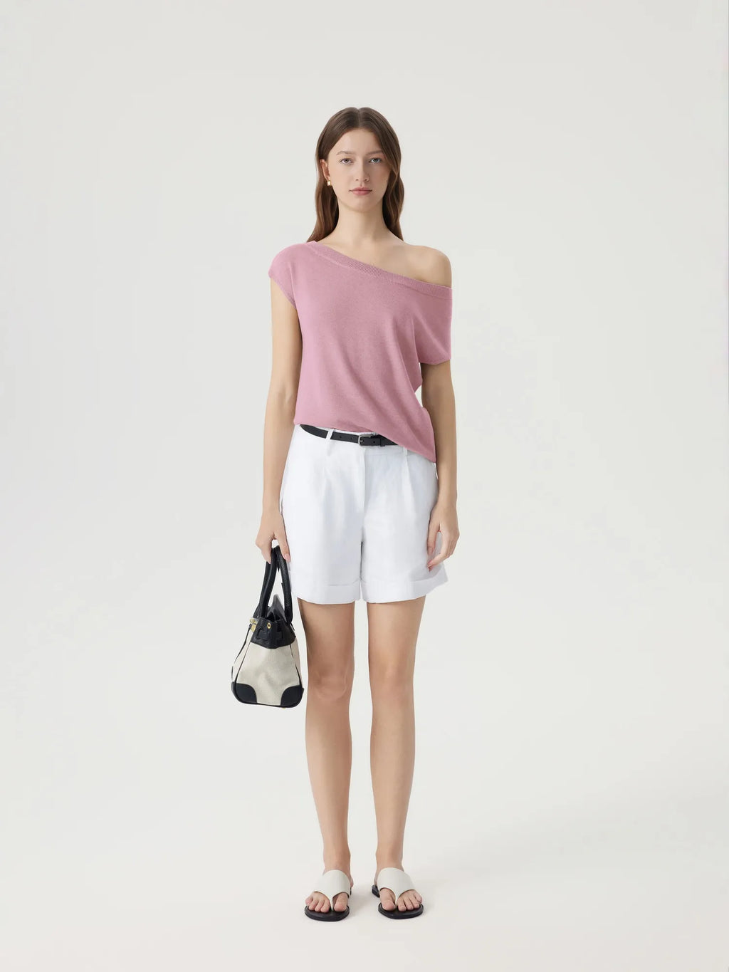 Cashmere Silk Blend Off Shoulder Tops