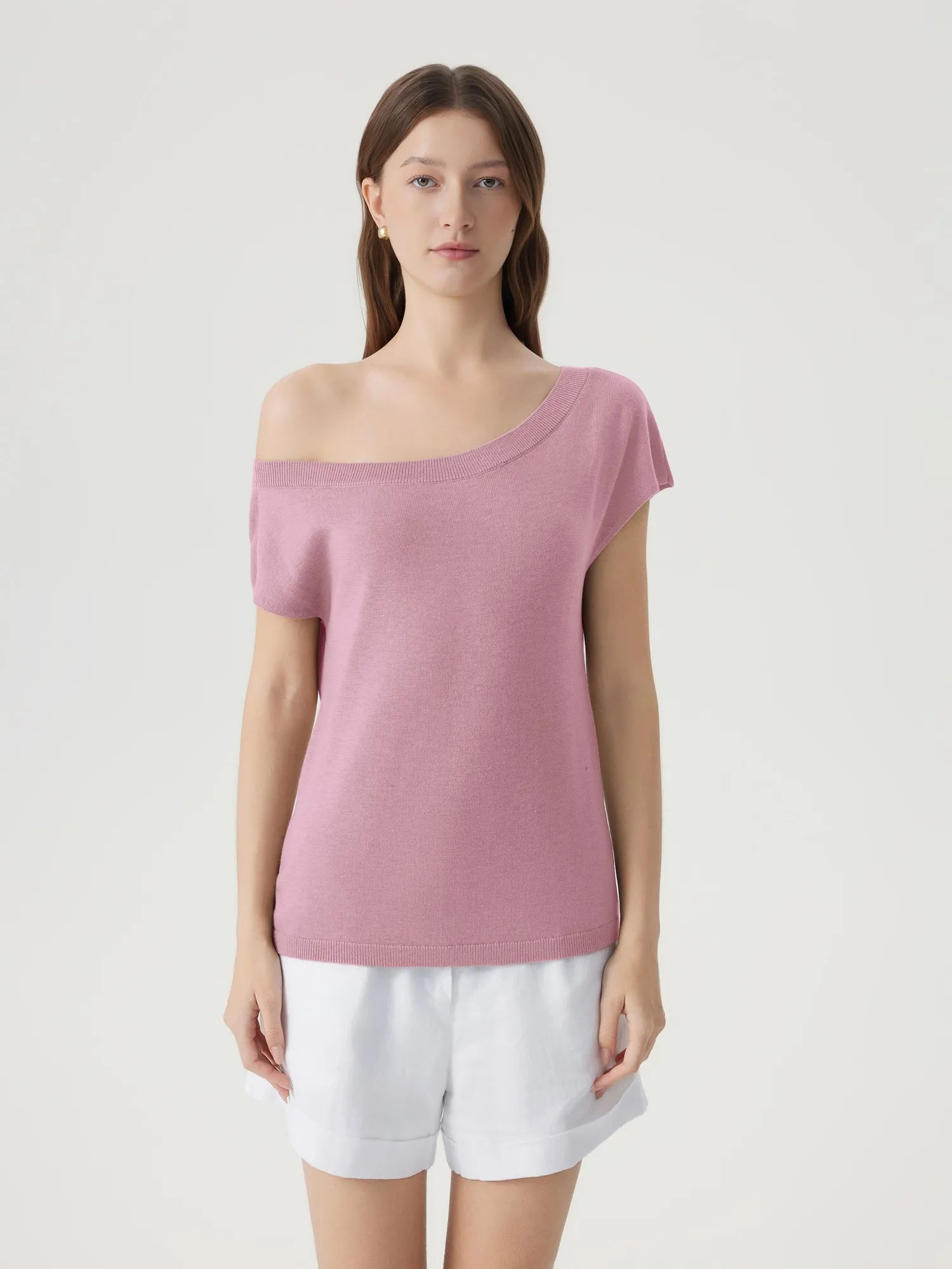 Cashmere Silk Blend Off Shoulder Tops