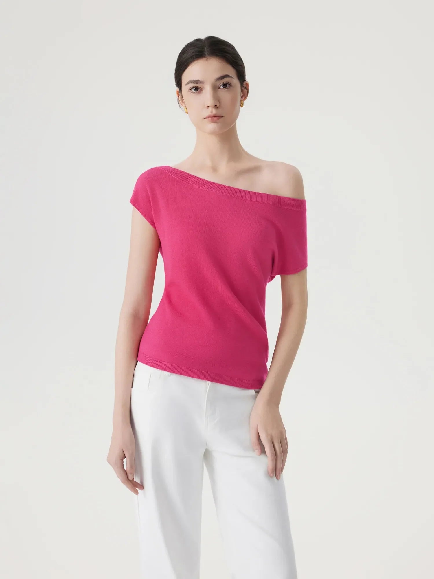 Cashmere Silk Blend Off Shoulder Tops