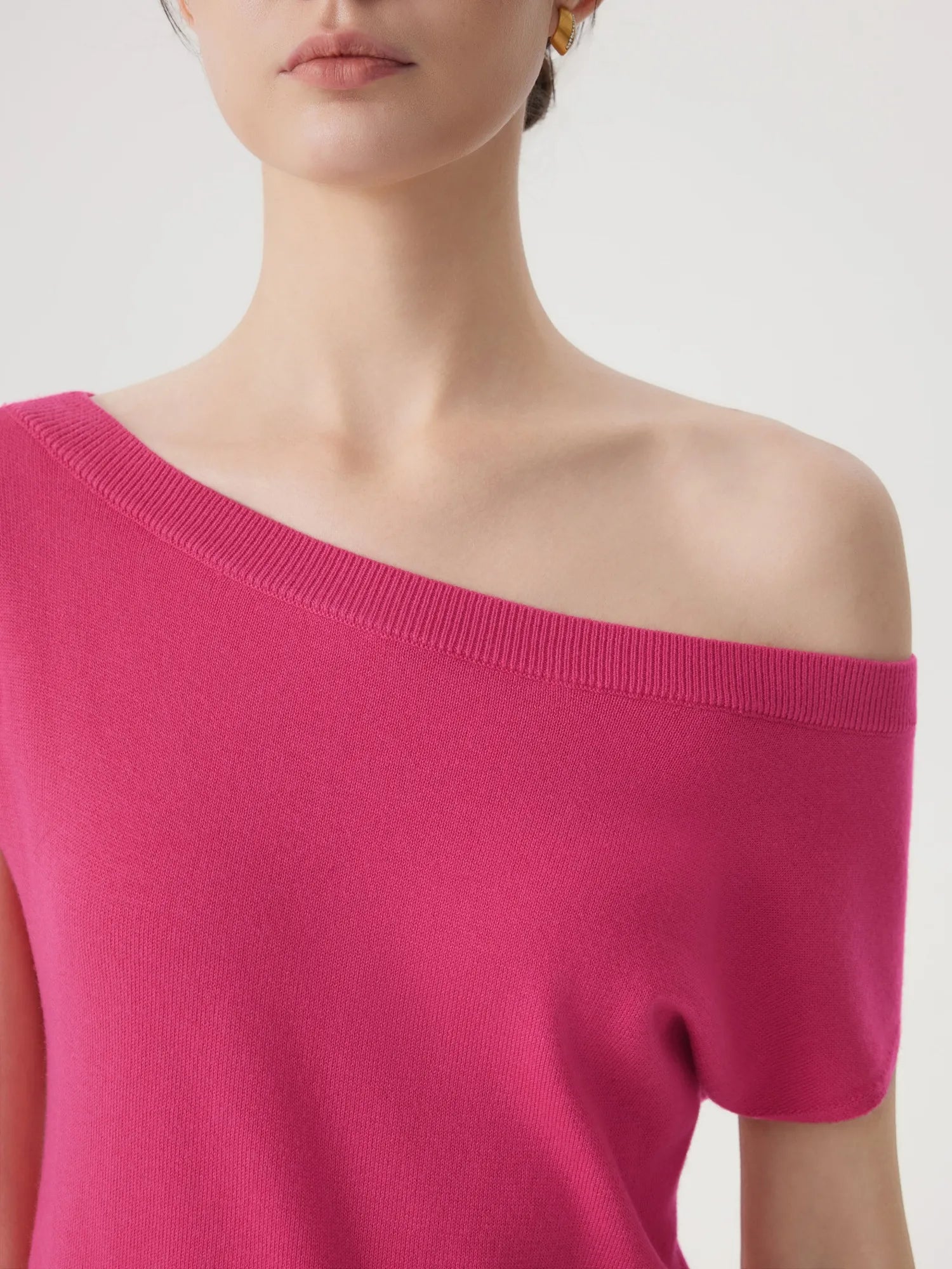 Cashmere Silk Blend Off Shoulder Tops
