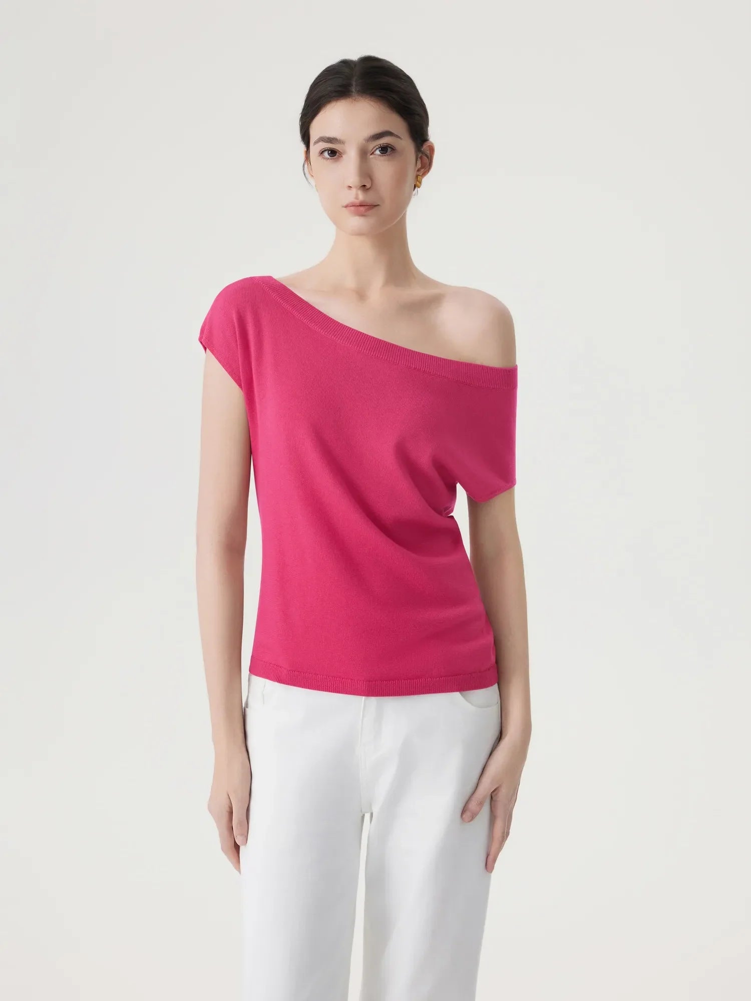 Cashmere Silk Blend Off Shoulder Tops