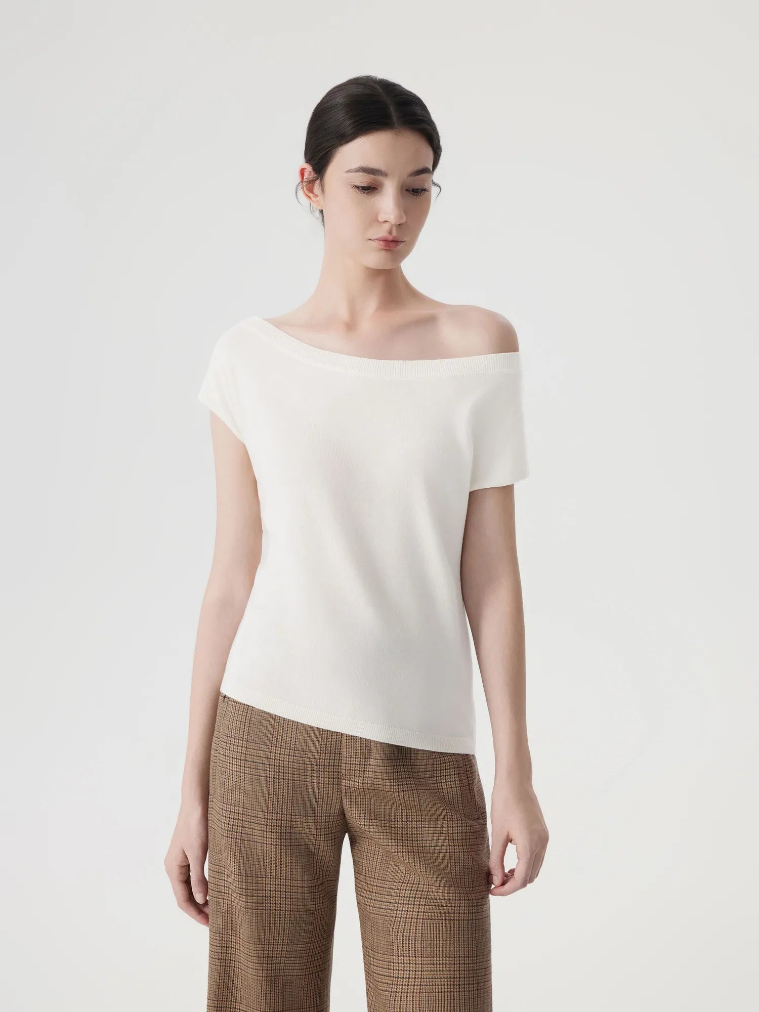 Cashmere Silk Blend Off Shoulder Tops