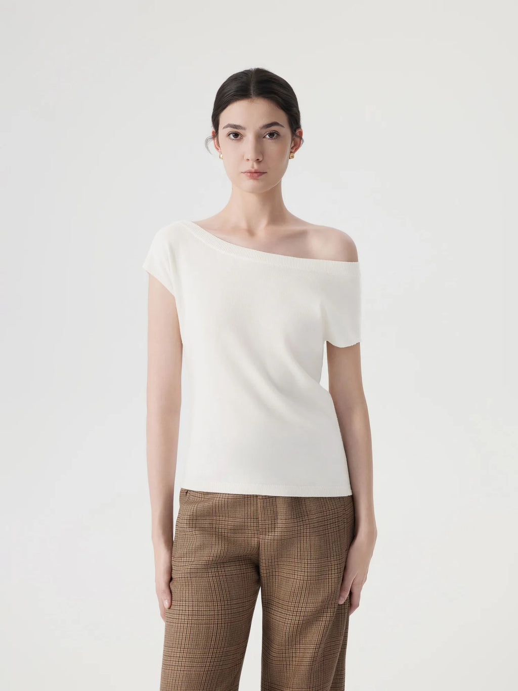 Cashmere Silk Blend Off Shoulder Tops