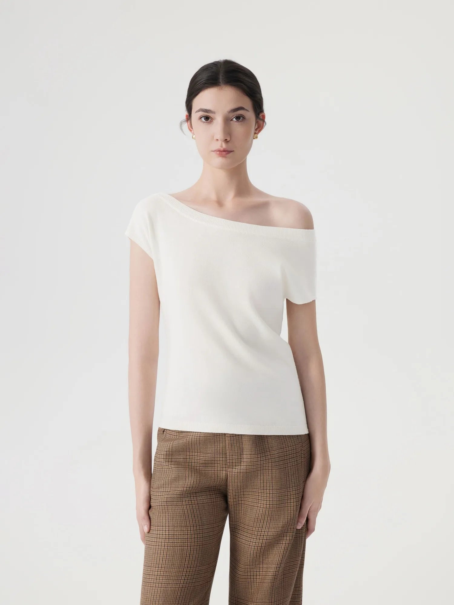 Cashmere Silk Blend Off Shoulder Tops
