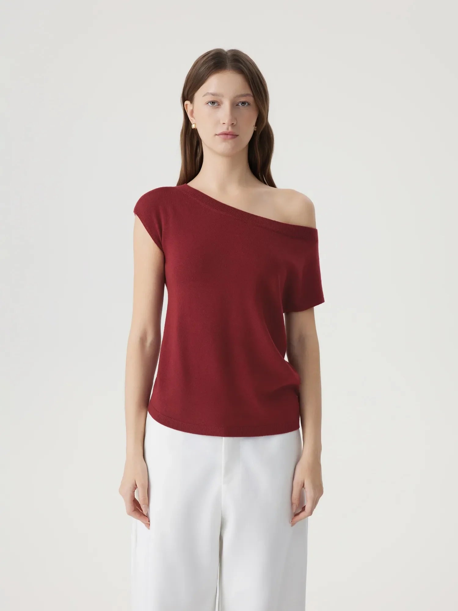 Cashmere Silk Blend Off Shoulder Tops