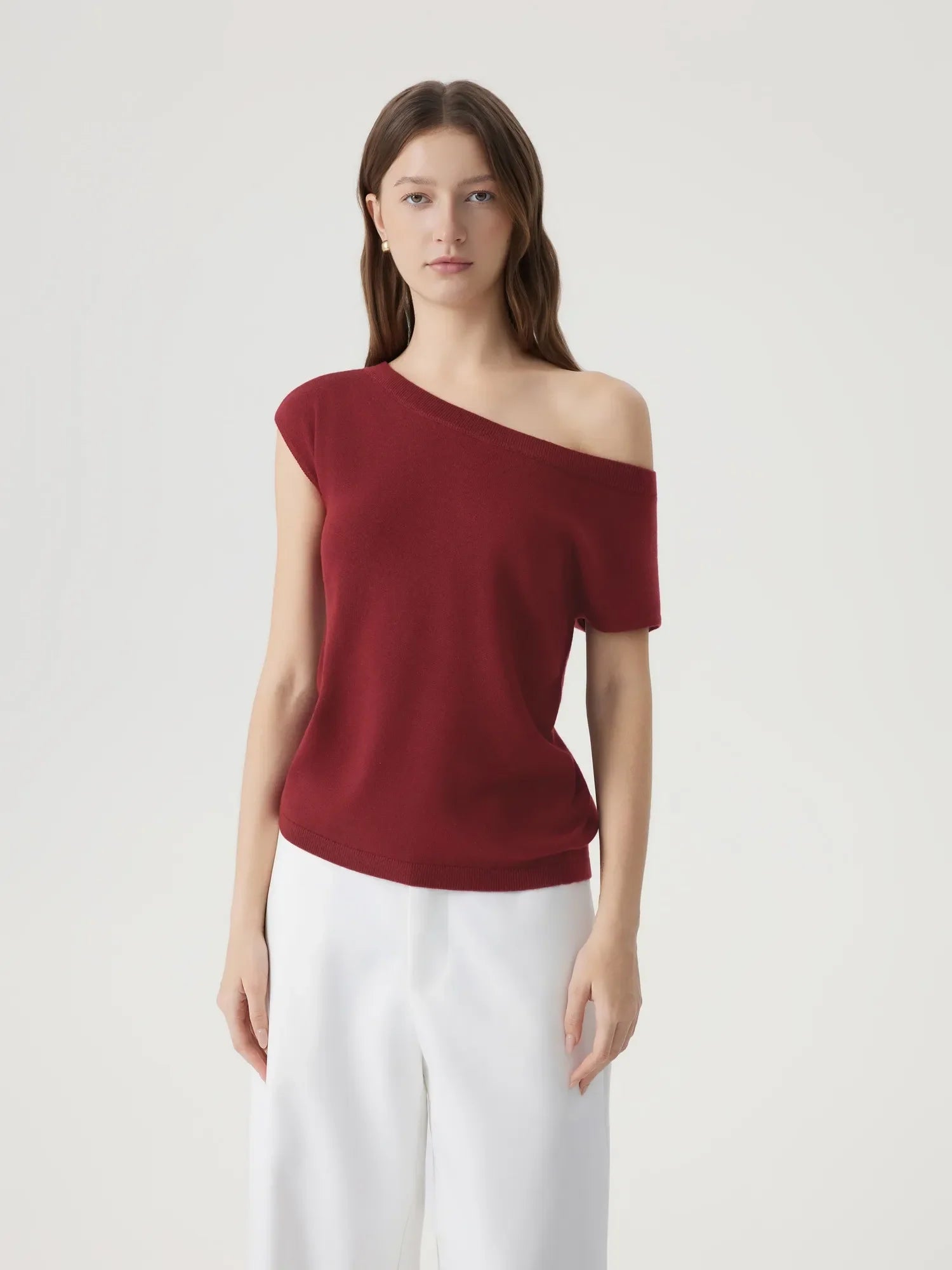 Cashmere Silk Blend Off Shoulder Tops