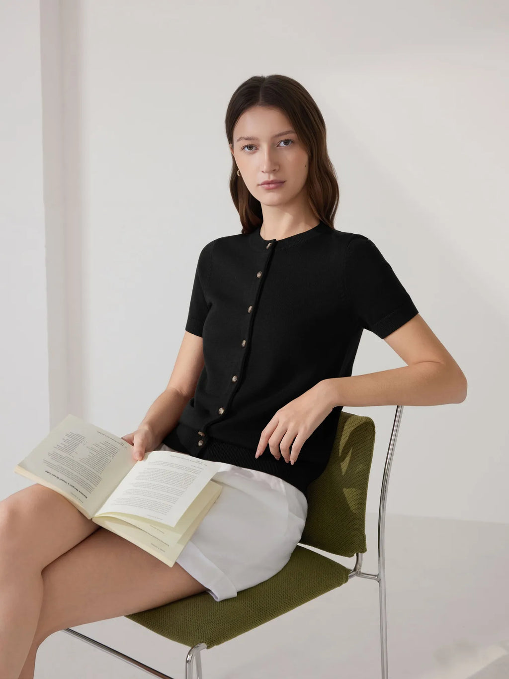 Cashmere Silk Blend Cardigan Spring Sweaters - Short Sleeve