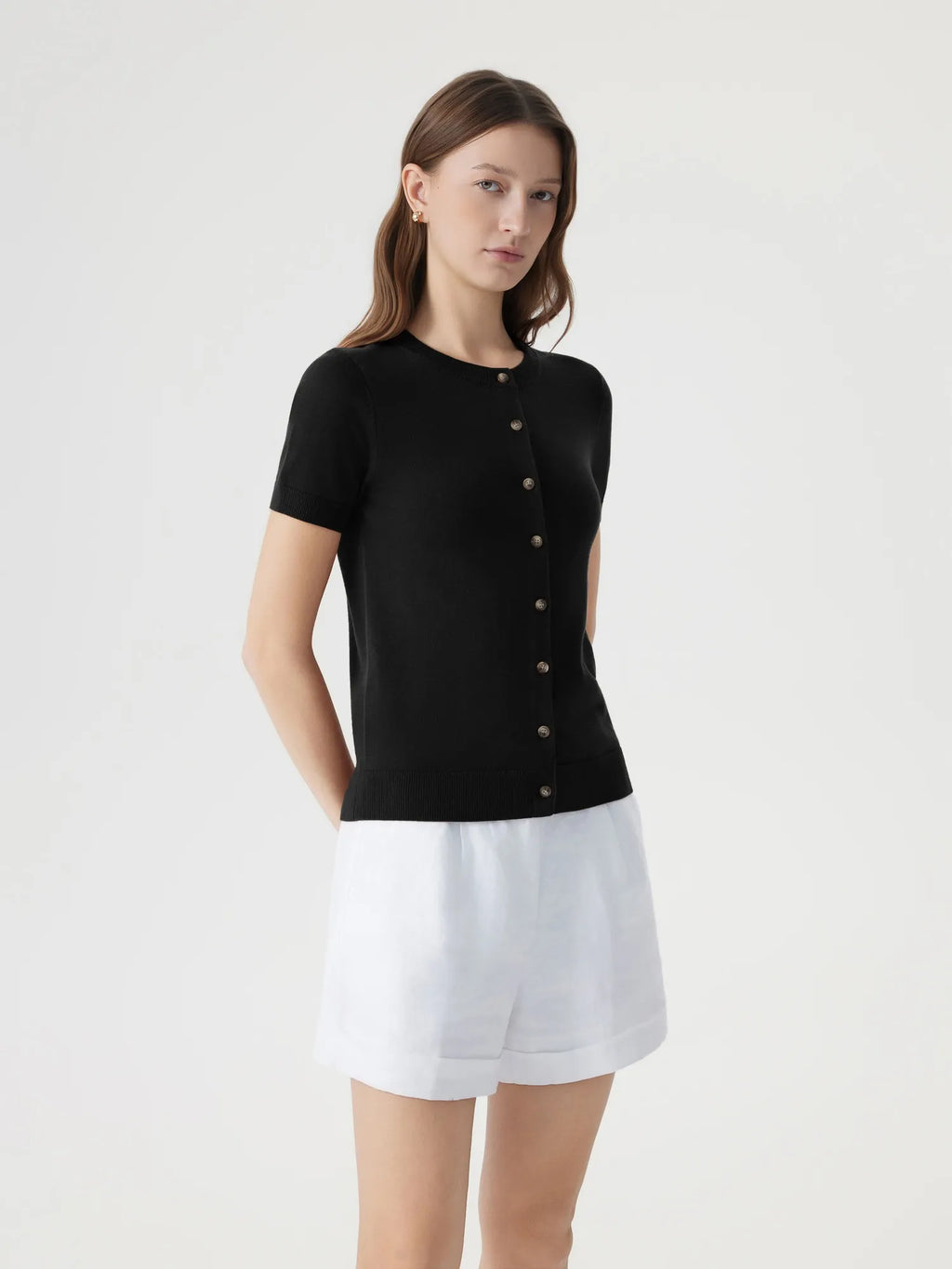 Cashmere Silk Blend Cardigan Spring Sweaters - Short Sleeve