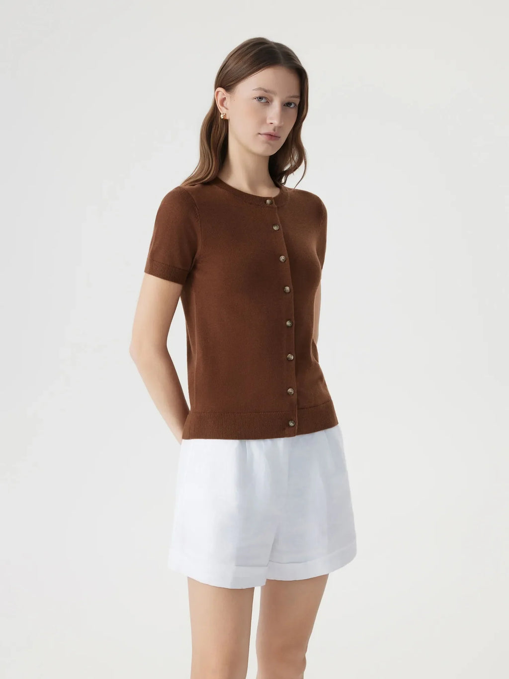 Cashmere Silk Blend Cardigan Spring Sweaters - Short Sleeve
