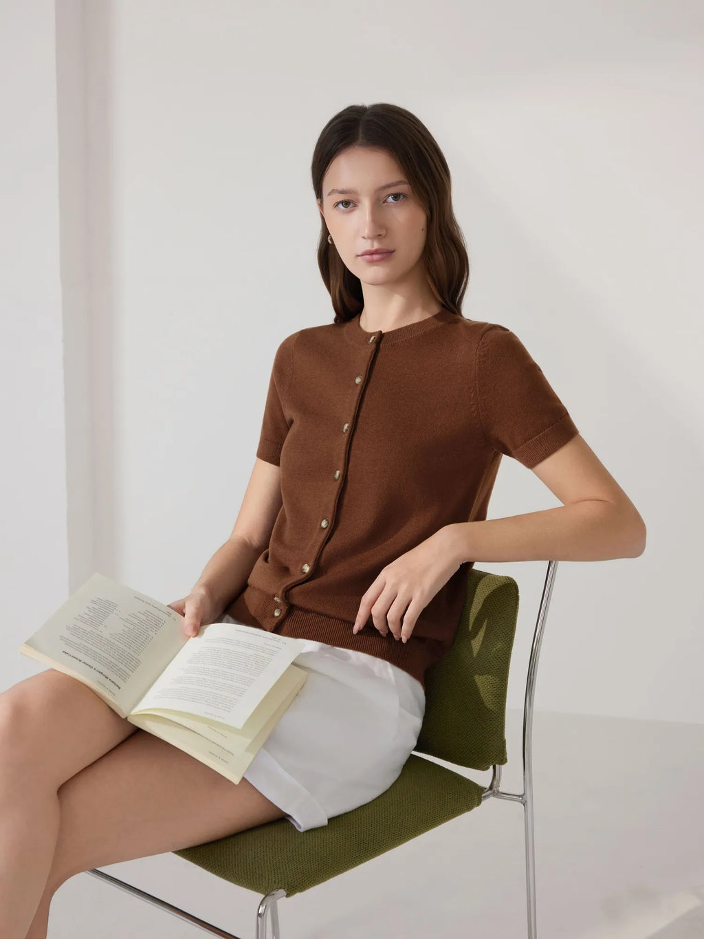 Cashmere Silk Blend Cardigan Spring Sweaters - Short Sleeve