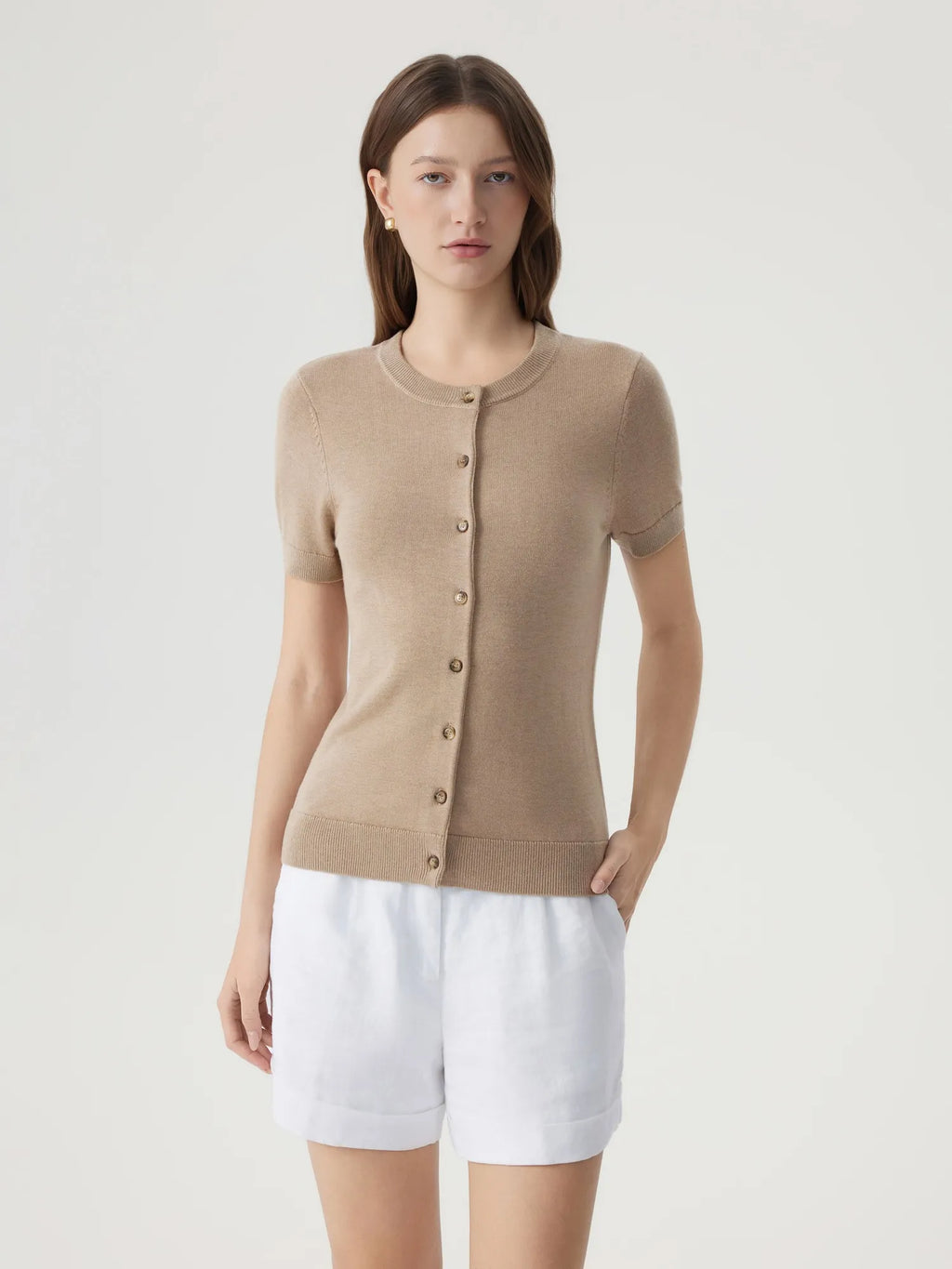 Cashmere Silk Blend Cardigan Spring Sweaters - Short Sleeve