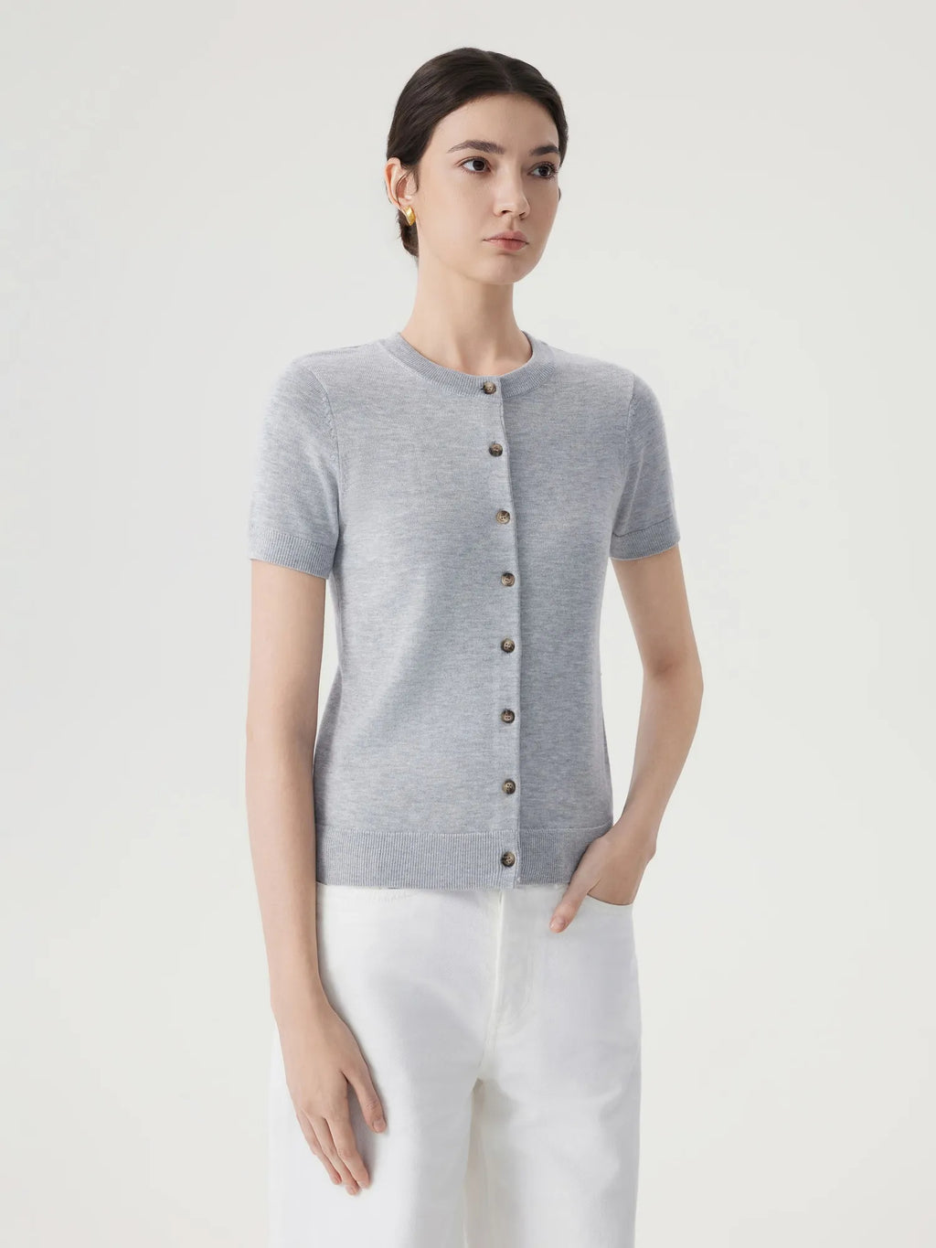 Cashmere Silk Blend Cardigan Spring Sweaters - Short Sleeve