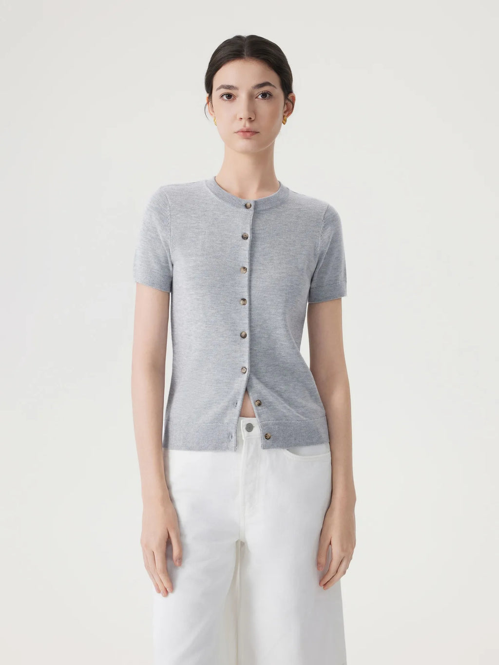 Cashmere Silk Blend Cardigan Spring Sweaters - Short Sleeve
