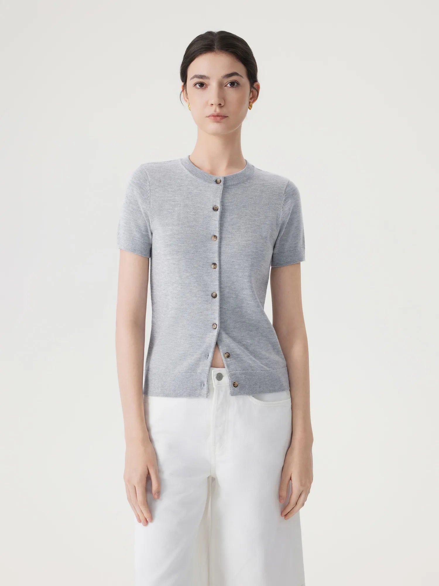 Cashmere Silk Blend Cardigan Spring Sweaters - Short Sleeve