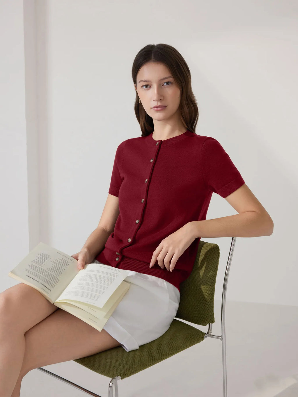 Cashmere Silk Blend Cardigan Spring Sweaters - Short Sleeve