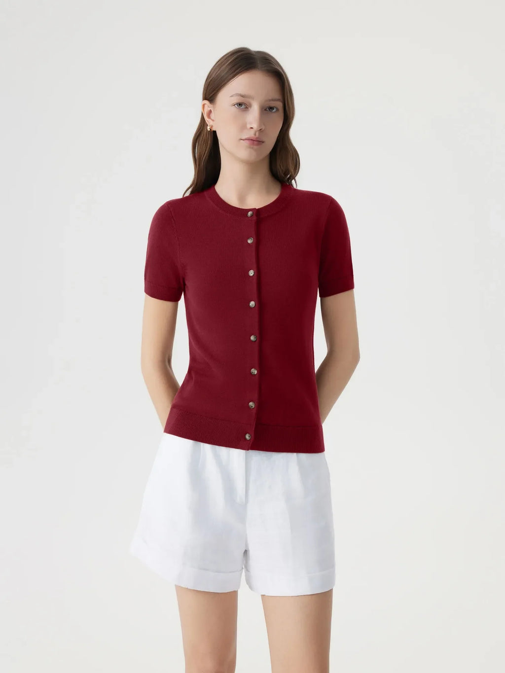 Cashmere Silk Blend Cardigan Spring Sweaters - Short Sleeve