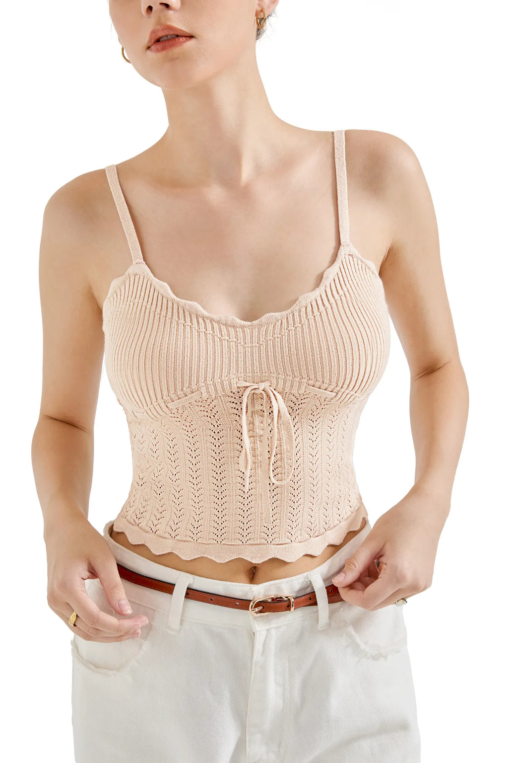 Crochet Cami V Neck Tank Top