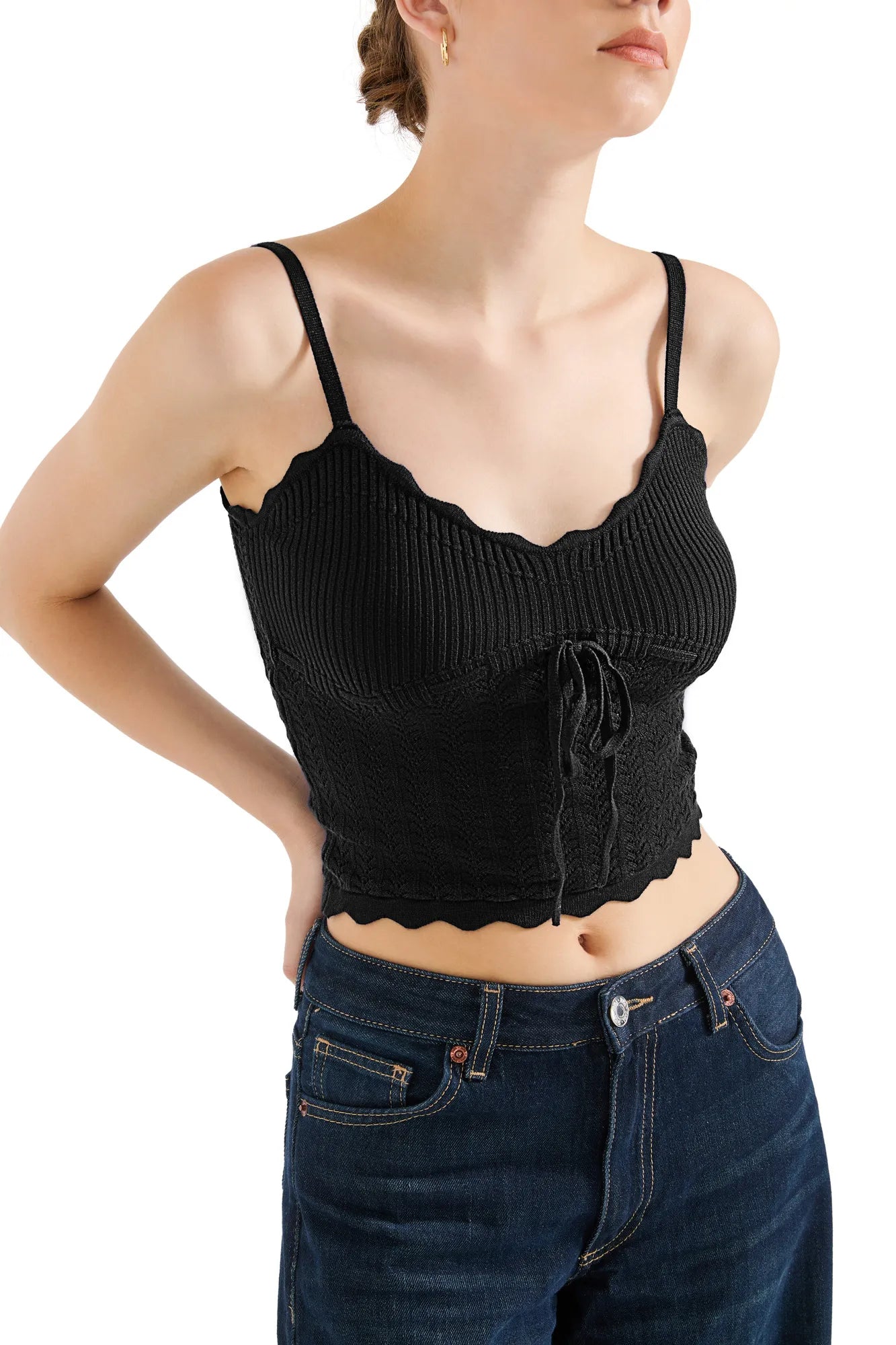 Crochet Cami V Neck Tank Top