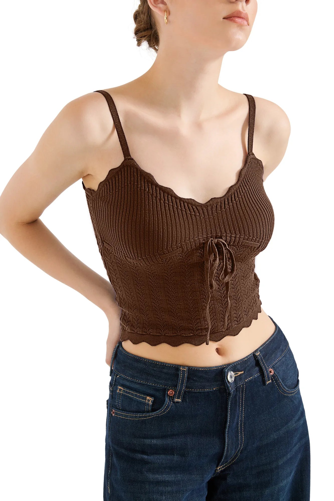 Crochet Cami V Neck Tank Top